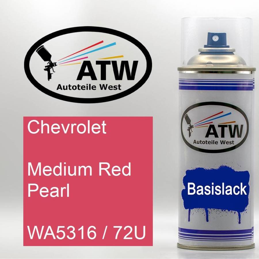 Chevrolet, Medium Red Pearl, WA5316 / 72U: 400ml Sprühdose, von ATW Autoteile West.